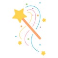 Magical wand sparkles and stars colorful isolated
