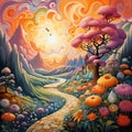 Magical Whimsical Landscape with Blending Paintbrushes