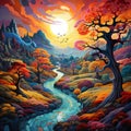 Magical Whimsical Landscape with Blending Paintbrushes