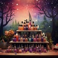 Magical Whimsical Scene with Eclectic Mix of Nail Polish Bottles