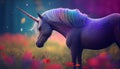 A colorful unicorn and rainbow bokeh, Generative AI, illustration Royalty Free Stock Photo