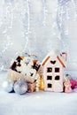 Magical winter christmas picture. Gingerbread house with snow. Royalty Free Stock Photo