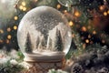 A magical winter Christmas tale inside a glass ball Royalty Free Stock Photo