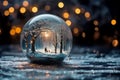 A magical winter Christmas tale inside a glass ball Royalty Free Stock Photo