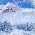 Magical winter landscape, background with some soft highlights a Royalty Free Stock Photo