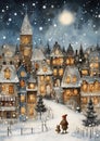 Magical Winter Stroll: A Child\'s Adventure Through a Snowy Capit Royalty Free Stock Photo