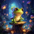 the magical world of cute little frogs who live in a big tree, AI Generative
