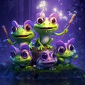 the magical world of cute little frogs who live in a big tree, AI Generative