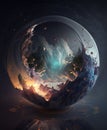 magical world and earth inside a glass ball Royalty Free Stock Photo