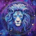 Magical zodiac astrology sign Leo (The Lion) horoscope calendar esoteric and fortune telling illustration concept Royalty Free Stock Photo