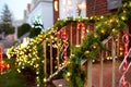 Magically decorated yard, staircase and house for the Christmas holidays