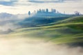 Magically Foggy Valley in the morning landscape Royalty Free Stock Photo