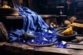 Magician arranging mystical accessories on table for captivating magical ritual performance Royalty Free Stock Photo