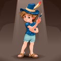 Magician child with blue hat