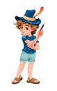 Magician child with blue hat Royalty Free Stock Photo