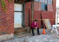 Magician at Detroit Michigan doing street magic in abandoned building at the motor city