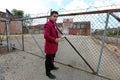 Magician at Detroit Michigan doing street magic in abandoned building at the motor city