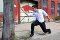 Magician at Detroit Michigan doing street magic in abandoned building at the motor city