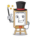 Magician easel mascot cartoon style