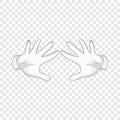 Magician hands in white gloves icon, cartoon style