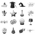 Magician icons set monochrome Royalty Free Stock Photo
