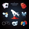 Magician icons Royalty Free Stock Photo