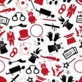 Magician and magic theme set of icons seamless pattern eps10