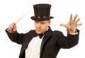 Magician with magic wand Royalty Free Stock Photo