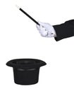 Magician Magic Wand and Top Hat Isolated Royalty Free Stock Photo
