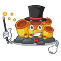 Magician orange sponge coral in shape mascot Royalty Free Stock Photo