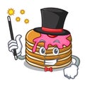 Magician pancake with strawberry mascot cartoon