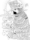 Magician parrot adult coloring page