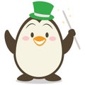 Magician penguin character vector illustration