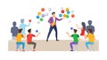 Magician Performing Tricks for Cheering Children, vector design Generative AI Royalty Free Stock Photo