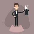 Magician with rabbit in a hat Royalty Free Stock Photo