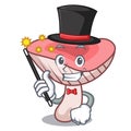 Magician russule mushroom mascot cartoon