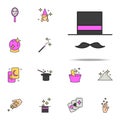 magician's hat and mustache icon. magic icons universal set for web and mobile