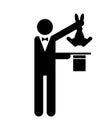 Magician sign icon. Hat and hare trick