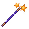 Magician wand with star. Trick or magic illustration.