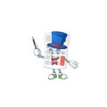 Magician white calculator cartoon character with mascot