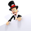 Magician with white panel 3d illustration