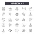 Magicians line icons, signs, vector set, outline illustration concept