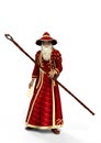 The Red Wizard with Staff, 3D Illustration Royalty Free Stock Photo