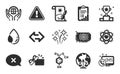 Magistrates court, Reject and Atom icons set. Checklist, Leaf dew and Creative painting signs. Vector