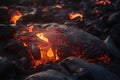 Magma lava cracked glow, embers. AI generated