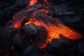 Magma lava cracked glow, embers. AI generated