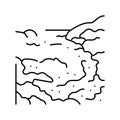 magma lava volcano line icon vector illustration