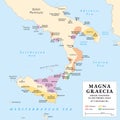 Ancient Greek colonies in Southern Italy, history map of Magna Graecia Royalty Free Stock Photo