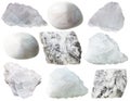 Magnesite rocks and tumbled gem stones isolated