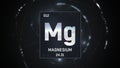 Magnesium as Element 12 of the Periodic Table 3D animation on silver background Royalty Free Stock Photo